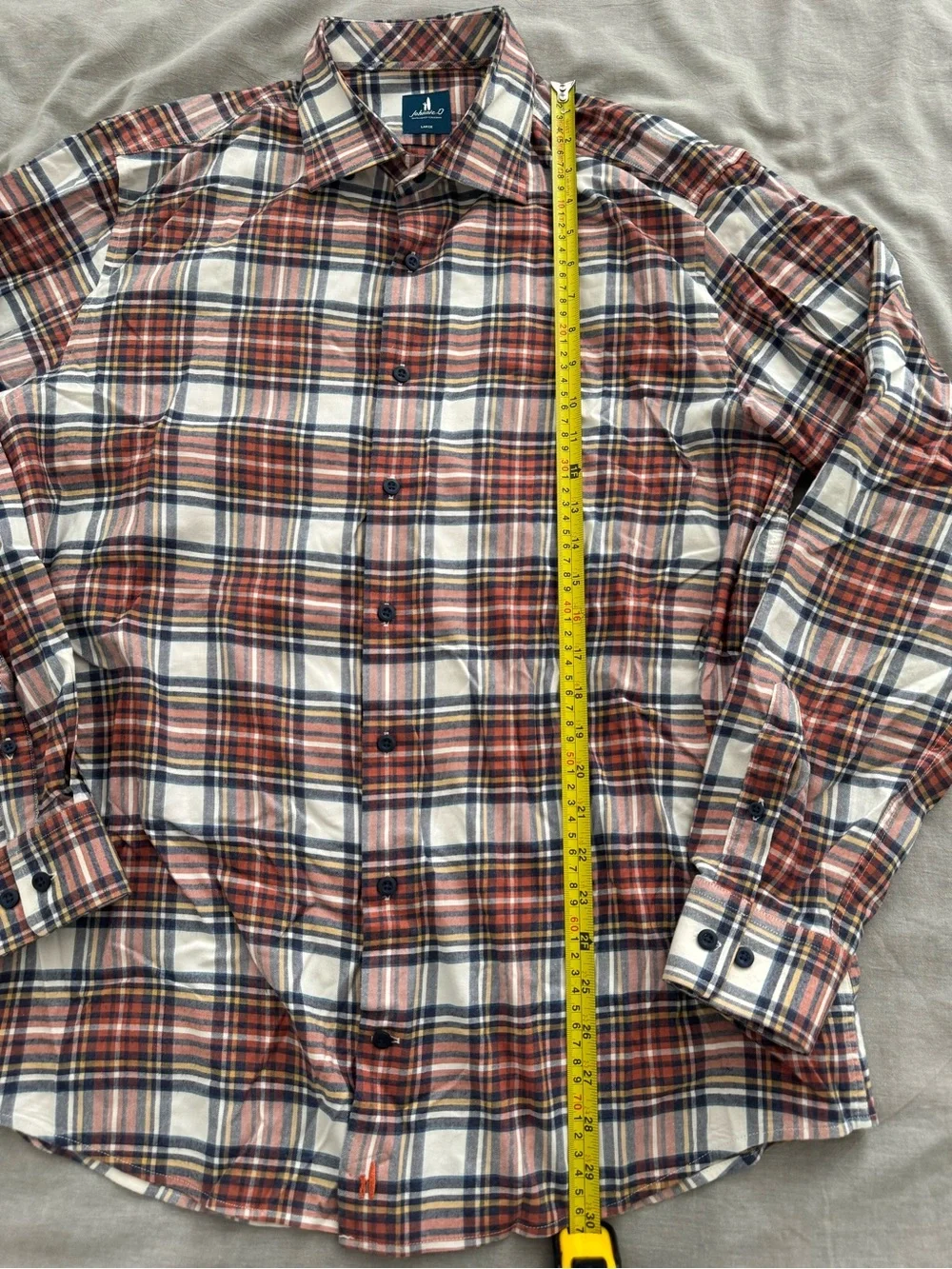 johnnie-O Hangin’ Out Knick Button Down Long Sleeve Men’s Plaid Shirt in Pumpkin